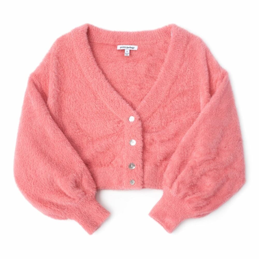 Pretty Garbage Pink Fuzzy Copped Cardigan